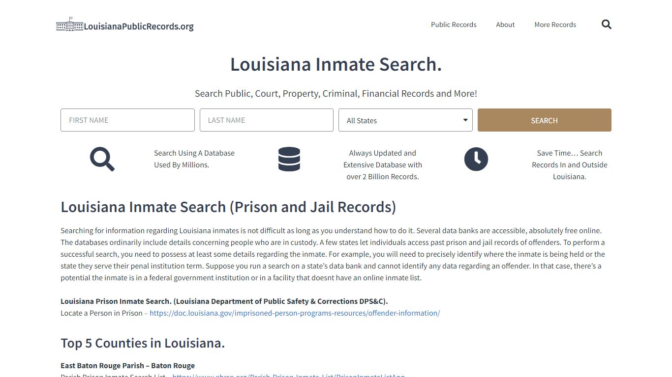 Louisiana Inmate Search: LouisianaPublicRecords.org