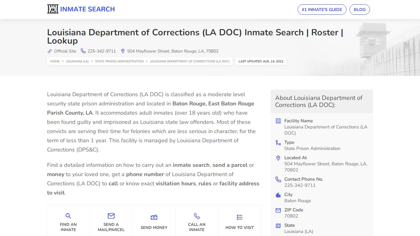Louisiana Department of Corrections (LA DOC) Inmate Search ...
